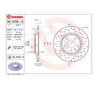 Disque de frein BREMBO 08A7591X arrière, perforé, perforé, plein, 1 pièce
