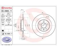 BREMBO 2x Disques de Frein Arrière Ø302 MM Recouvert pour Volvo XC40 536 2.0