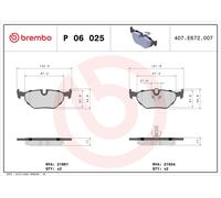 BREMBO P 06 025 Kit de plaquettes de frein, frein à disque pour ALPINA,BMW,BMW (