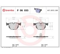 BREMBO P 06 033 Kit de plaquettes de frein, frein à disque pour BMW,BMW (BRILLIA
