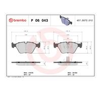 BREMBO P 06 043 Plaquettes de frein avant pour X3 3 Z4 75 MG MF3 ZT ZT-T