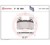 BREMBO P 10 064 Kit de plaquettes de frein, frein à disque pour BUICK (SGM),CADI