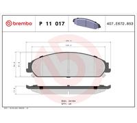 BREMBO P 11 017 Kit de plaquettes de frein, frein à disque pour CHRYSLER,CHRYSLE