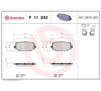 BREMBO P 11 032 Kit de plaquettes de frein, frein à disque pour CHRYSLER,DODGE,F