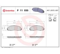 BREMBO P 11 035 Kit de plaquettes de frein, frein à disque pour CHRYSLER,DODGE,F