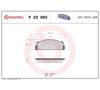 BREMBO P 23 003 Kit de plaquettes de frein, frein à disque pour AUTOBIANCHI,FIAT