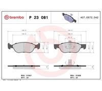 BREMBO P 23 081 Kit de plaquettes de frein, frein à disque pour FIAT