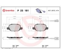 BREMBO P 23 181 Plaquettes de frein