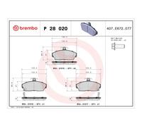 BREMBO P 28 020 Plaquettes de frein avant pour 400 Civic 200 800 Concerto 45 25