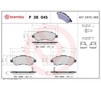 BREMBO P 28 045 Kit de plaquettes de frein, frein à disque pour HONDA