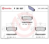 BREMBO P 30 037 Kit de plaquettes de frein, frein à disque pour FENGXING,HAWTAI,