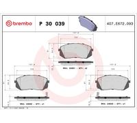 BREMBO P 30 039 Kit de plaquettes de frein, frein à disque pour HYUNDAI,HYUNDAI