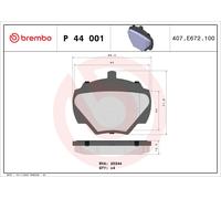 Jeu De 4 Plaquettes De Frein Arrière Brembo P 44 001