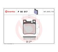 Brembo P50017 Plaquettes de Frein Arrière