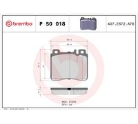 BREMBO P 50 018 Kit de plaquettes de frein, frein à disque pour MERCEDES-BENZ