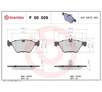 BREMBO P 50 026 Kit de plaquettes de frein, frein à disque pour CHRYSLER,MERCEDE