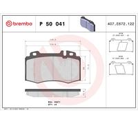Jeu de plaquettes de frein BREMBO P 50 041, avant