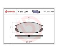 BREMBO P 56 020 Plaquettes de frein arrière pour Nissan Patrol Vanette