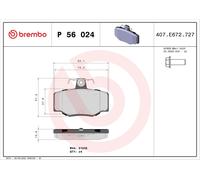 Brembo Plaquettes de frein P 56 024 pour Nissan Primera Hatchback – arrière, jeu de 4