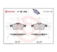 BREMBO P 59 042 Plaquettes de frein arrière pour Focus 9-3 Vectra 3 C5 Laguna Si