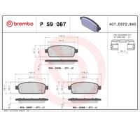 Jeu de plaquettes de frein BREMBO P 59 087, arrière