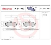 BREMBO P 61 060 Kit de plaquettes de frein, frein à disque pour CITROËN,PEUGEOT