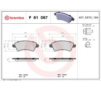 BREMBO P 61 067 Kit de plaquettes de frein, frein à disque pour CITROËN,PEUGEOT