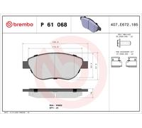 BREMBO P 61 068X Kit de plaquettes de frein, frein à disque pour CITROËN,CITROËN