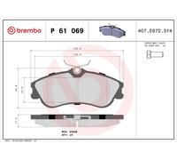 BREMBO P 61 069 Kit de plaquettes de frein, frein à disque pour CITROËN,CITROËN
