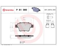 BREMBO P 61 080 Kit de plaquettes de frein, frein à disque pour CITROËN,CITROËN