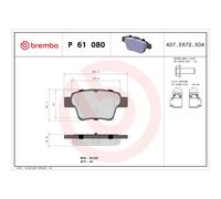 BREMBO P 61 080 Plaquettes de frein arrière pour 307 C4 207 408