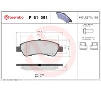 BREMBO P 61 091 Kit de plaquettes de frein, frein à disque pour ,CITROËN,FIAT,OP