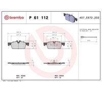 BREMBO P 61 112 Kit de plaquettes de frein, frein à disque pour PEUGEOT