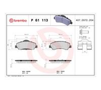 BREMBO P 61 113 Plaquettes de frein avant pour 308 301 C-Elysee C4 Cactus
