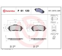 BREMBO P 61 120 Kit de plaquettes de frein, frein à disque pour CITROËN,FIAT,OPE