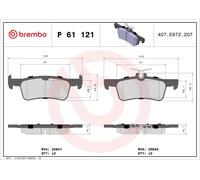 BREMBO P 61 121 Kit de plaquettes de frein, frein à disque pour PEUGEOT,PEUGEOT
