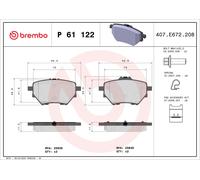 BREMBO P 61 122 Kit de plaquettes de frein, frein à disque pour BYD,CITROËN,CITR