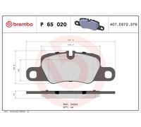 BREMBO P 65 020 Kit de plaquettes de frein, frein à disque pour PORSCHE