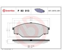 BREMBO P 83 013 Kit de plaquettes de frein, frein à disque pour TOYOTA,VW