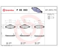 BREMBO P 83 053 Kit de plaquettes de frein, frein à disque pour TOYOTA