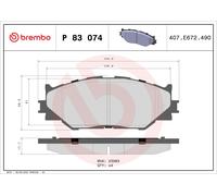 BREMBO P 83 074 Kit de plaquettes de frein, frein à disque pour LEXUS