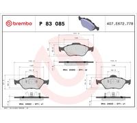 Jeu de plaquettes de frein BREMBO P 83 085, avant