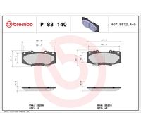 BREMBO Kit de plaquettes de frein, frein à disque pour TOYOTA P 83 140