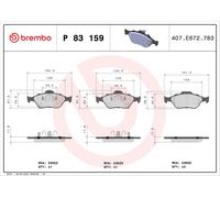 Kit de plaquettes de frein, frein à disque BREMBO P 83 159, Avant