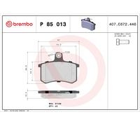 BREMBO P 85 013 Kit de plaquettes de frein, frein à disque pour ALFA ROMEO,AUDI,