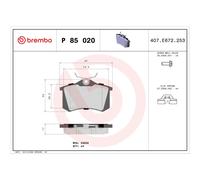 BREMBO P 85 020X Plaquettes de frein arrière pour A4 A6 A3 307 Fabia Ibiza Leon