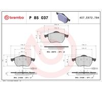 BREMBO P 85 037 Kit de plaquettes de frein, frein à disque pour AUDI,VW
