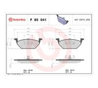 BREMBO P 85 041 Plaquettes de frein avant pour Ibiza Fabia A1 Golf Rapid Octavia