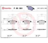 Jeu de plaquettes de frein BREMBO P 85 081, avant