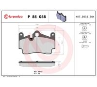 BREMBO P 85 088 Kit de plaquettes de frein, frein à disque pour AUDI,PORSCHE